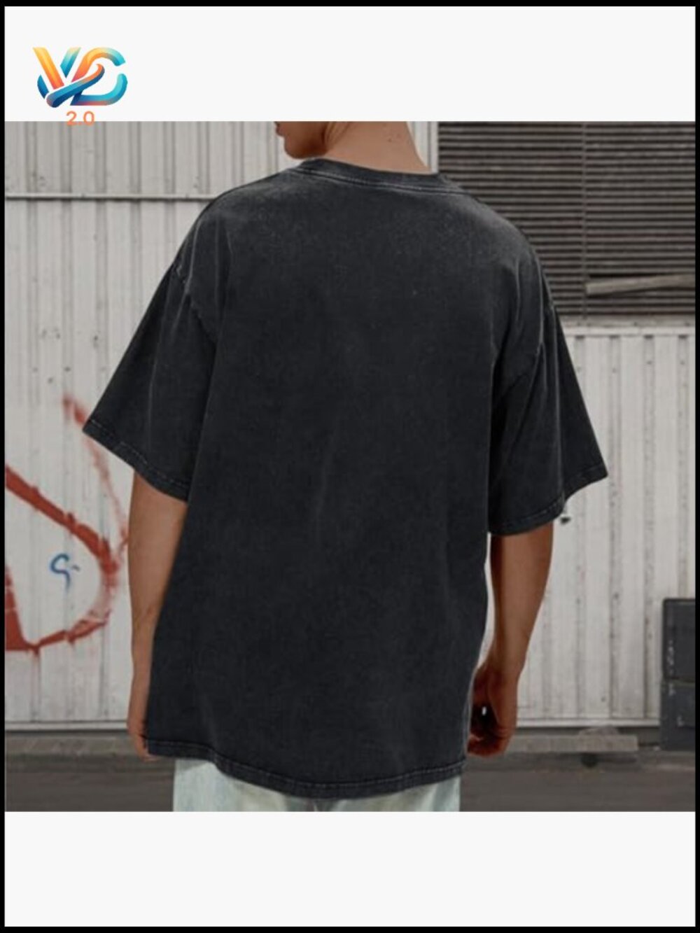 Oversized Bat Graphic Tee Vintage Acid Wash Cotton Y2K Streetwear T-Shirt - Picture 4 of 7